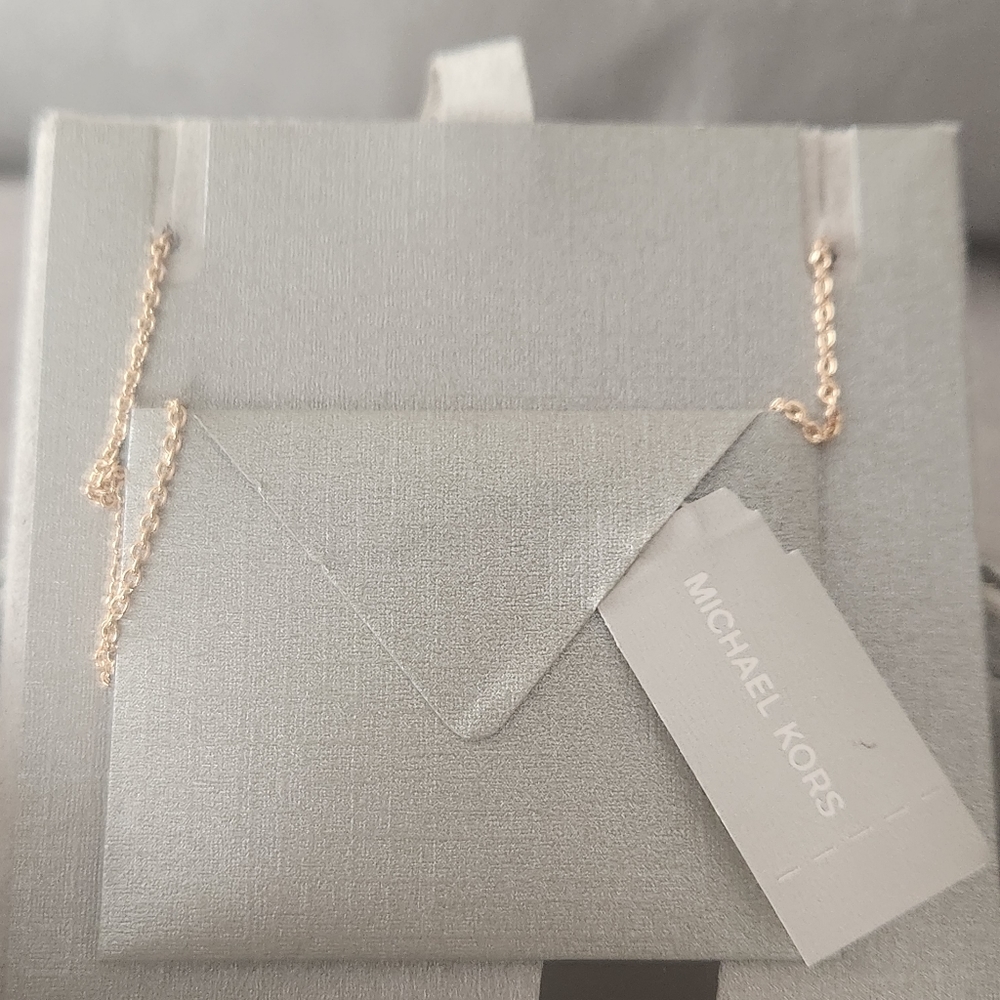 NWT Authentic Michael Kors rose gold rhinestone heart neck - Picture 2 of 4